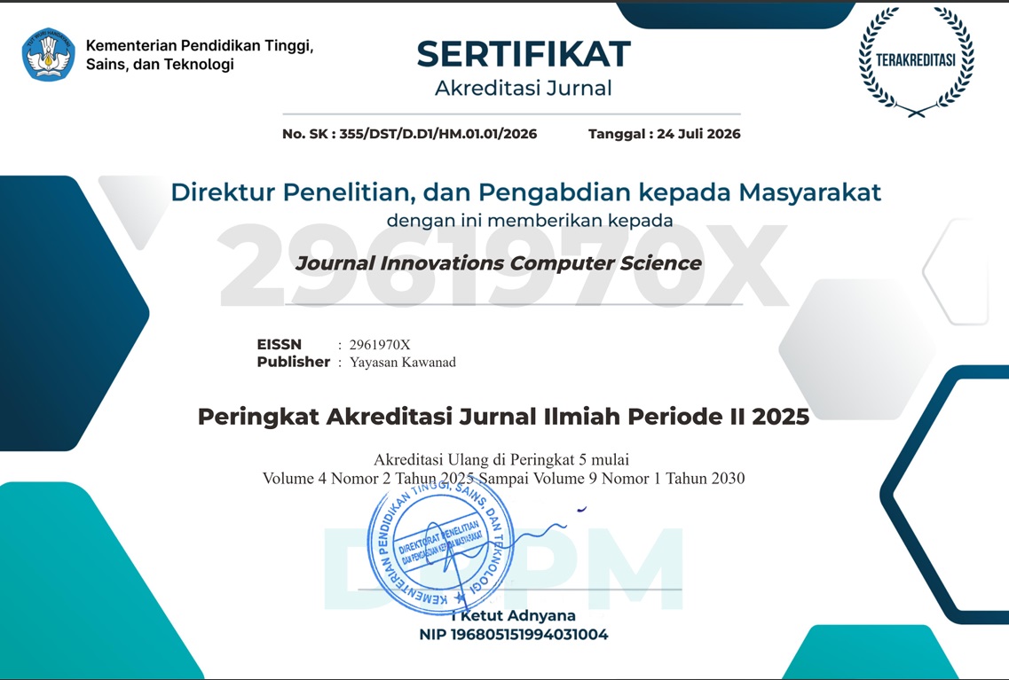 Akreditasi SINTA 5 Journal Innovations Computer Science (JICS)