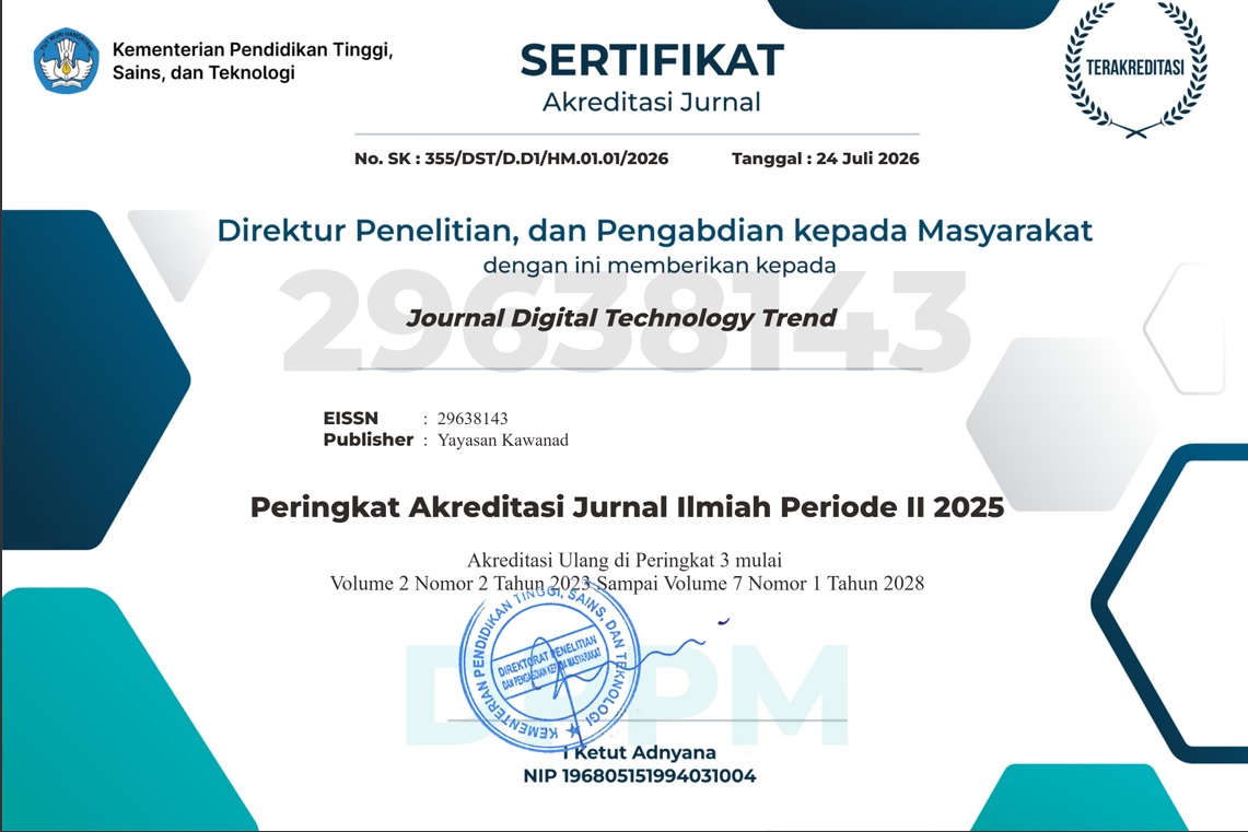 Akreditasi SINTA 4 Journal Digital Technology Trend (JDTT)